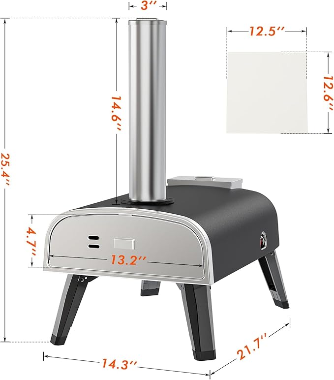 Pizza Oven Outdoor 12" Wood Fired Pizza Ovens Pellet Pizza Stove for outside, Portable Stainless Steel Pizza Oven for Backyard Pizza Oven