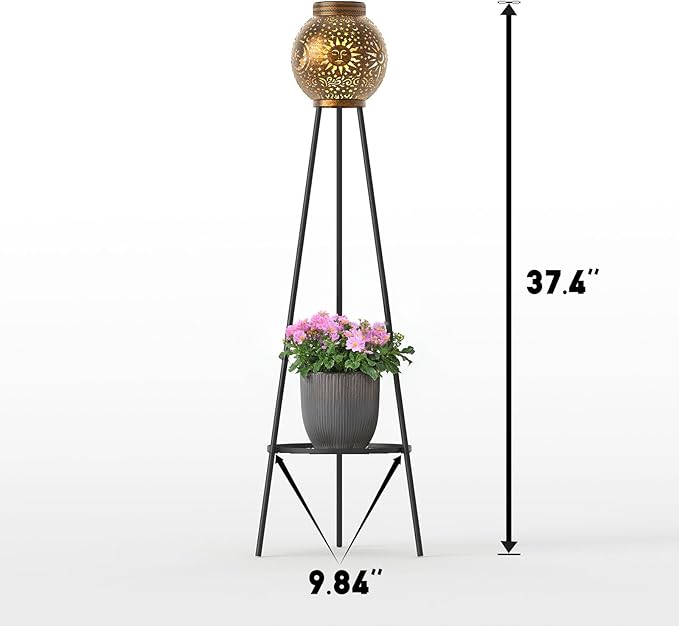 2 Pack Solar Lights with Plant Stands Waterproof Solar Lanterns Outdoor Solar Lamps for Patio, Yard, Pathway, and Porch Decoration Garden Decor