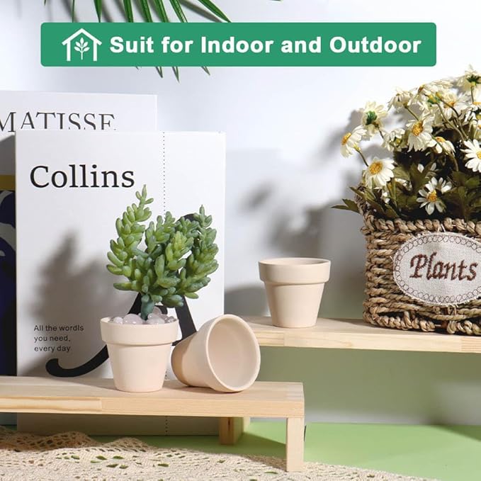 vensovo 48 Pcs 2" Tiny Terracotta & Terra Cotta Pots with Drainage - Pink Small Mini Clay Ceramic Pottery Planter Ideal for Indoor/Outdoor Plants, Crafts, Wedding Favors