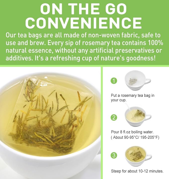 Olvvla - Rosemary Tea Bags - 1.5g X 60 Count - Pure Natural Dried Rosemary Leaves - Cultivated in Egypt - Non-GMO - Caffeine-free - Support Digestion