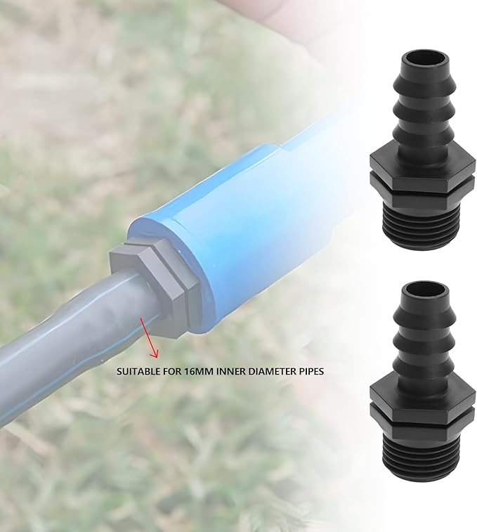SING F LTD 20pcs 16mm to 1/2 Inch Couplings Irrigation Hose Connector Garden Hose Connector Kit Barb Connector for Drip Irrigation System Garden Pipe Fitting