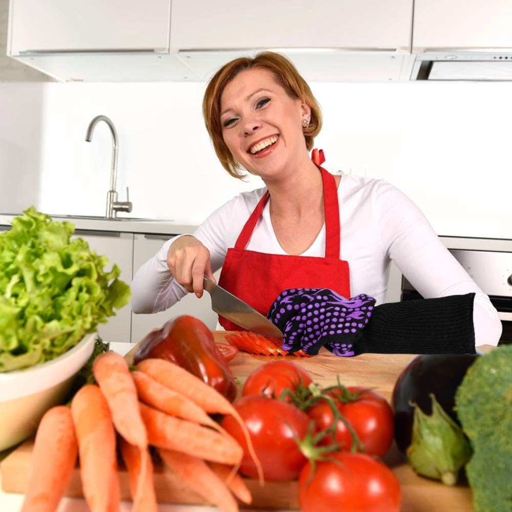 Comsmart BBQ Gloves, 1472 Degree F Heat Resistant Grilling Gloves Silicone Non-Slip Oven Gloves Long Kitchen Gloves for Barbecue, Cooking, Baking, Cutting