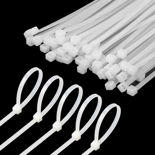 8 Inch White Zip Tie 1000 PCS, 40 Lbs - Small to Medium Zip Tie, Nylon PA66 UV Resistant Cable Tie Heavy Duty for Indoor and Outdoor Use - Ideal for bundling and securing objects