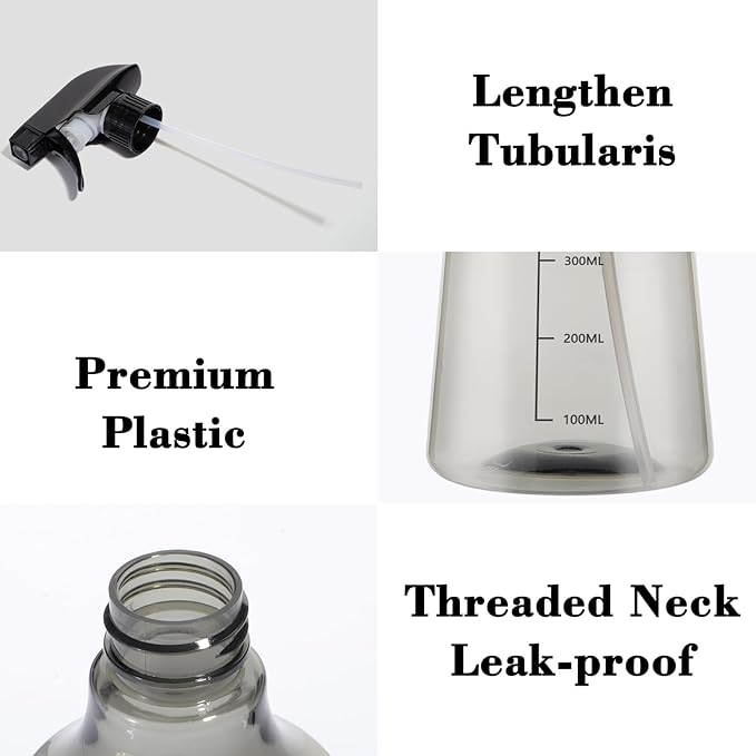 driew Plant Mister Spray Bottle, 2 Pack 13.6oz 400ML Plant Mister Water Spray Bottle with Scale for Plants Misting Bottle Water Fine Mist,Grey