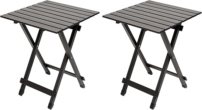 SUNNYFEEL Folding Camping Table - Lightweight Aluminum Portable Picnic Table, 18.5x18.5x24.5 Inch for Cooking, Beach, Hiking, Travel, Fishing, BBQ, Indoor Outdoor Small Foldable Camp Tables