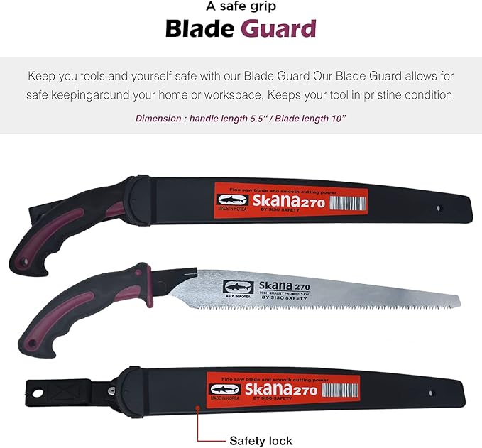 CustomGrips Professional 10.5 Inch Handle Saw, Ideal for Pruning, Horticulture, Tree Trimming, Camping, Gardening, Carpentry with Study High Plated Blade, Replaceable. [Carry Case Included] Large
