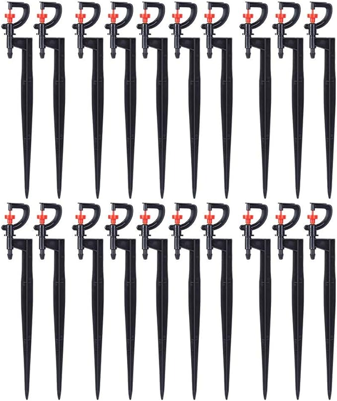 Irrigation Sprinkler, 20pcs Plastic Watering Nozzle G‑Type 360 Degree Rotation Sprinkler Accessory for Garden Agriculture Courtyards Lawn 9.1x1.2x0.4in