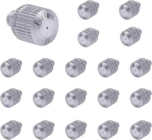 Fogland Misting Nozzles for Cooling System:20pcs Clogging-Prevent Cleanable Stainless Steel Mist Nozzles 0.016" Orifice 10/24 UNC for Patio Garden Trampoline