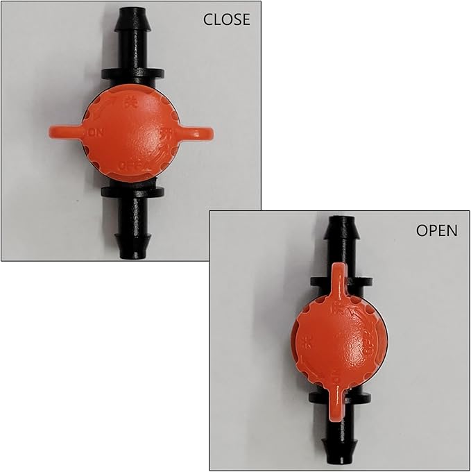 40pcs Drip Irrigation Barb Shut-Off Valve Barbed Ball Valve Tubing Coupling Valve OD Tube Drip Irrigation Systems for Gardens Farmland Greenhouse