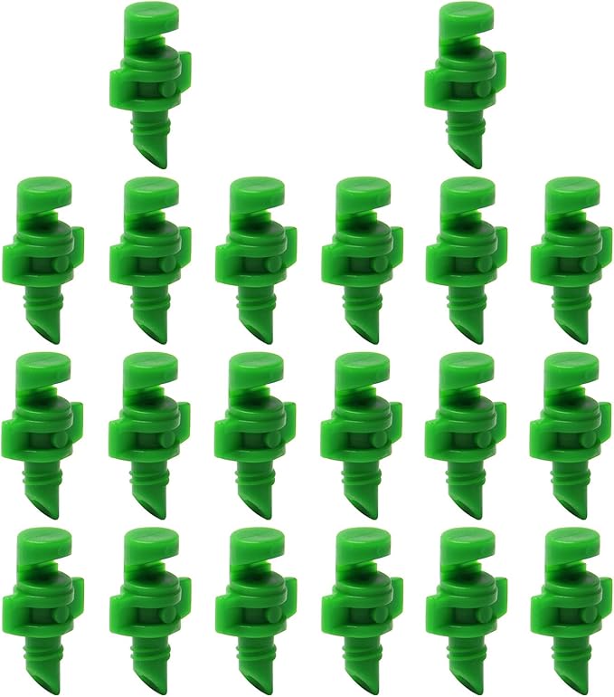 MroMax 20Pcs 180 Degree Micro Sprayer Automizing Sprinkler Nozzle Hydroponic Aeroponic Misters Fan Jet for Miniature Garden Lawn Plant Irrigation System Green