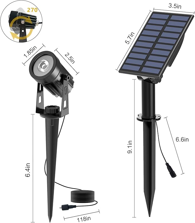 T-SUN RGB Solar Spotlights, Color Changing Solar Landscape Spotlights Auto ON/Off Solar Lights for Garden, Trees, Driveway, Pathway, Pool Area(RGB)