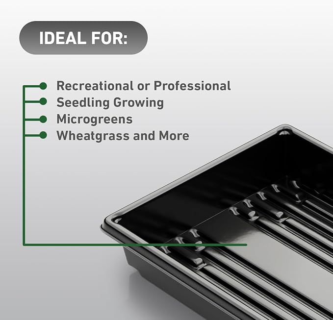 10x20 Inch Black Plastic 50 Pack Plant Propagation Tray – Growing Trays for Garden, Planting, Seedling, Soil & Hydroponic Horticulture - Microgreen Trays Grow Plants - No Drain Holes