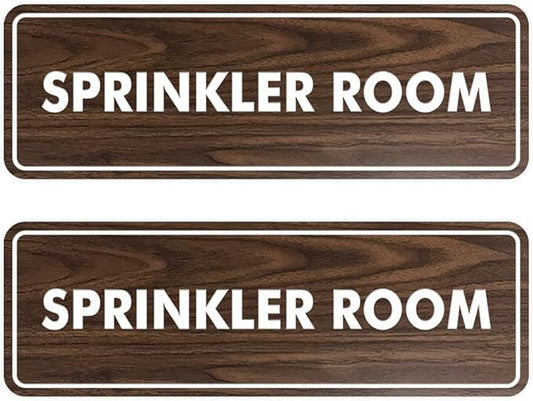 Signs ByLITA Standard Sprinkler Room Sign (Walnut) - Medium 2 Pack