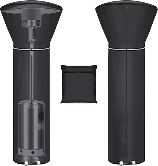 Patio Heater Covers with Reflective Strip,Outdoor Heater Cover Waterproof,Dustproof,Wind-Resistant,Sunlight-Resistant,Snow-Resistant,Black,89.5''x 33.5" Dome x 19.5" Base