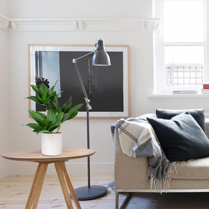 Hollyone Large Artificial Agave Plants Fake Three-Head Agave Succulent Plant Potted 15" Faux Plant in White Pot Succulent Aloe Plant Indoor for Desk Modern Home Decor