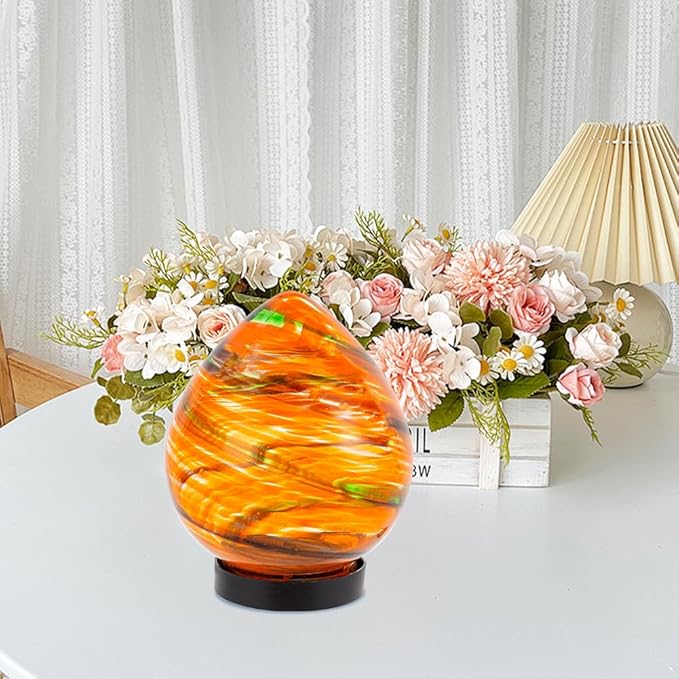 Table Solar Lanterns Outdoor Waterproof LED Desktop Decorative Lanterns 6.7" Glass Solar Globe Lights,Outdoor Garden Lights for Patio Porch Table Decor Gardening Gifts for Women(Orange)