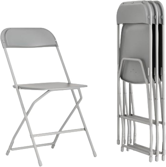 Flash Furniture Hercules Series Plastic Folding Chair - Grey - 4 Pack 650LB Weight Capacity Comfortable Event Chair-Lightweight Folding Chair
