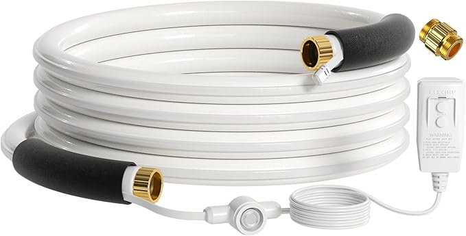 Giraffe Tools 25FT Heated RV Water Hose for Drinking with GFCI & Energy Saving Thermostat, 5/8-Inches Lead and BPA Free Heated Garden Hose Withstand Down to -20℉