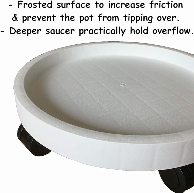 WanderingDonkey 14 Inch Wheeled Potted Flower Mover Dolly with Casters, Round Coaster for Indoor Outdoor,Planter Saucer Tray, Heavy Duty Plant Caddie with Wheels,Rolling Plant Stand Pot Trolley