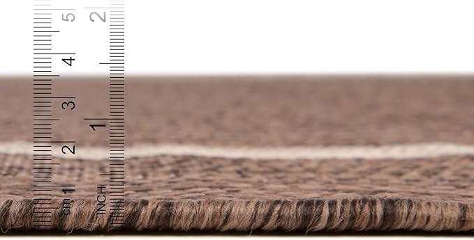 Unique Loom Outdoor Border Collection Area Rug - Soft Border (4' 1" x 6' 1" Rectangle, Brown/ Ivory)