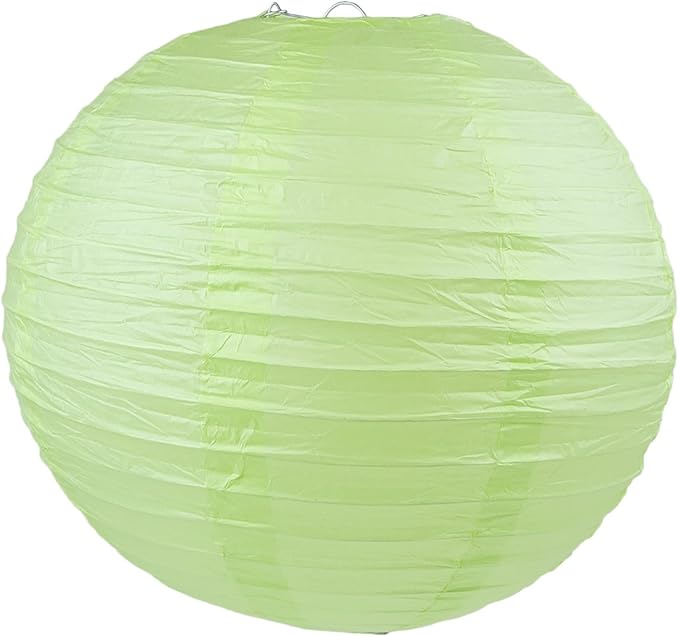 WYZworks Round Paper Lanterns 10 Pack (Light Apple Green, 16") - Hanging Paper Lanterns Lamp for Wedding, Birthday, Party and Home Decorations with 8", 10", 12", 16" Option