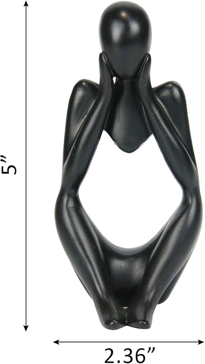 INNOLITES Resin Statue Thinker Style Decoration Abstract Sculptures Collectible Figurines for Home Decor Modern Office Shelf Desktop (Black-Focus)