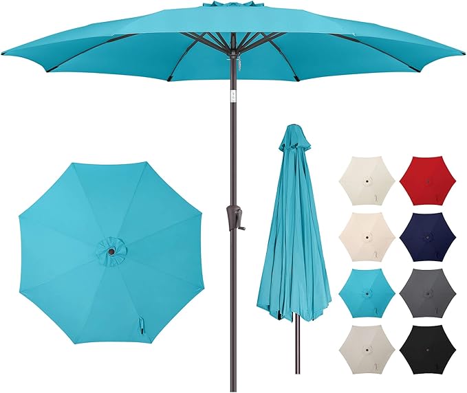 10ft Outdoor Patio Umbrella - Table Umbrella Waterprool UV Protection, Sombrillas de Patio with Push Button Tilt&Crank, Sun Umbrella for Pool, Porch, Garden, Deck, Backyard(Sky Blue)