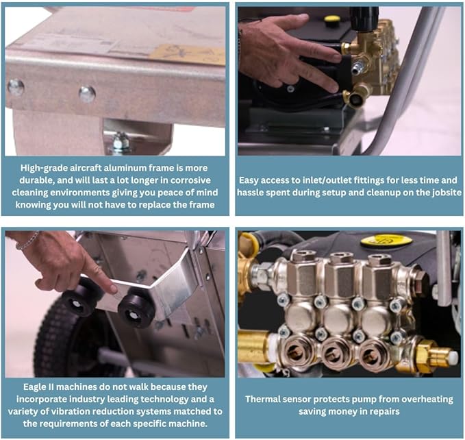 Eagle II EB4040KG Belt Driven 4000 PSI Cold Water Pressure Washer, 4.0 GPM, CH440 Engine, Includes Spray Gun and Extension Wand, 5 QC Nozzle Tips, 3/8-inch x 50-Foot Non-Marking Hose