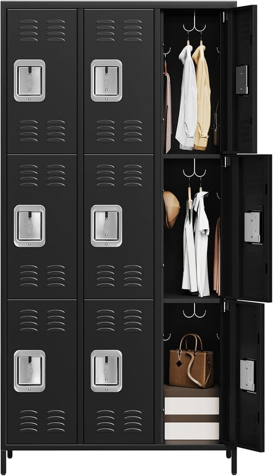 GAOMON Metal Lockers, 9-Door Metal Storage Cabinets Locker, Secure Storage Solution, Perfect for Offices, Gyms, Schools & Homes, Organizes Personal and Work Belongings Easily