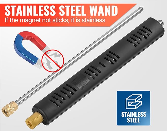 YAMATIC Pressure Washer Gun Wand with Swivel 3/8" Plug & M22 Coupler, Stainless Steel Extension Lance Replacement for Ryobi, Simpson, Craftsman Power Washer for Foam Cannon Car Wash, 4000 PSI