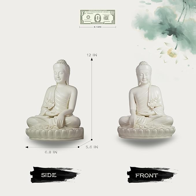 FENGSHUI-CAISHEN Top Ceramic Big Buddha Statue for Home, Meditation Sitting Buddha Figurine, Handmade Buddah, Buda, Budda, Buddha Statue Indoor/Outdoor, Buddha Decor & Gifts, Buddhas