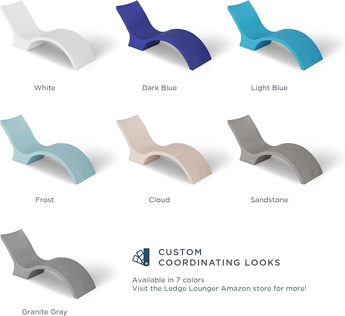 Ledge Lounger - Signature Chaise Deep - Inside Pool & Sun Shelf Lounge Chair - Designed for Deep Shelves 10”-15” - Compatible with All Pool Types - Poolside & Sun Deck Tanning - Set of 2 - Sandstone