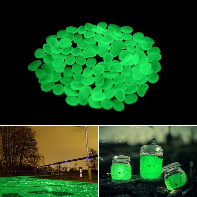 Oubest Glow in The Dark Pebbles/Glow Stones/Glowing Rocks Green Decor for Garden/Fish Tank/Aquarium/Walkway/Driveway/Plant Pots/Bonsai (200, Green)