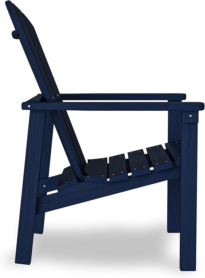 Stackable Adirondack Chair, HDPE Outdoor Patio Chair - Durable and Space Saving, Suitable for Porches, Lawns or Garden, Navy