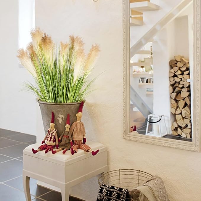 Melorca&Guilla Artificial Plants 4PCS 33.5“Fake Plant Tall Onion Fake Grass,Faux Grass Plants Artificial Greenery Shrubs Bushes for Garden Shop Office Home Décor