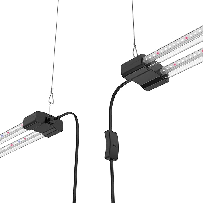 DYMOND BoostGro LED Seed Starter Grow Light Full Spectrum Linkable 5000k Daylight + 660nm Red + 450nm Blue Indoor Plant Lighting Fixture (2 FT, Black)