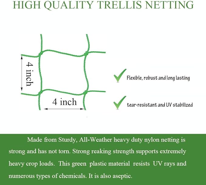 Trellis Netting for Climbing Plants - Heavy Duty Garden Trellis Netting for Cucumber, Vine, Fruits & Vegetables Tomato Plants Trellis Net, Climbing Vining Plants (1-Pack 24.6' x 6.6'Ft)