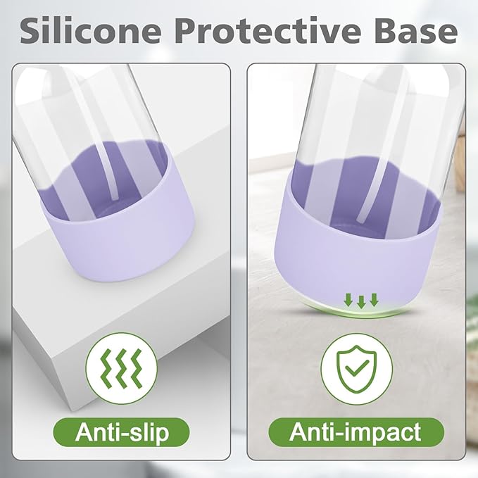 Glass Spray Bottles with Silicone Sleeve Protection, Empty 16 oz Refillable Containers, Reusable Spray Bottles for Hair, Cleaning Solutions, 3 Pack Grey&Pink&Purple