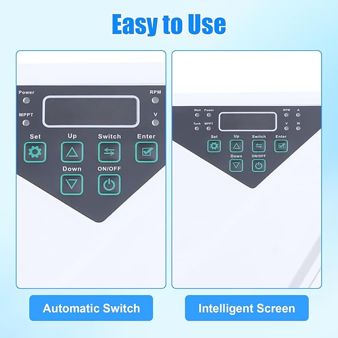 4 Inch Solar Water Pumps 1500W Stainless Steel Deep Well Submersible Pump with MPPT Controller, Solar Well Pump Kit Deep Well Water Pumps for Irrigation, Home, Industrial
