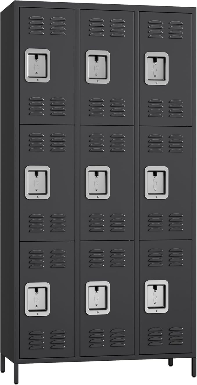 9 Doors Employee Lockers for Office, Metal Sorage Locker Combination, Lockable Employees Metal Locker With Door, Industrial Storage Lockers for Home, School, Gym