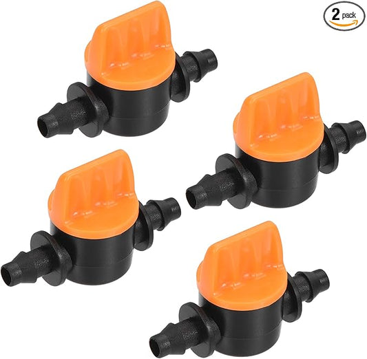 MECCANIXITY Micro Ball Valve 1/4" Barb Connector Shut Off Switch Plastic for Irrigation Drip Tube 2 Pack