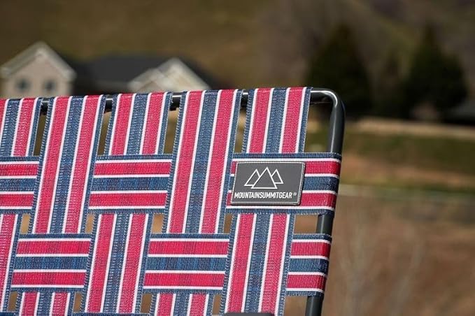 Retro Webbed Camping Chair - Lightweight, Foldable, Durable Steel Frame, 300lb Capacity, Vintage Red/Blue Stripes by Caddis Sports (4)