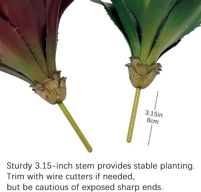 12.5 Inch Artificial Aloe Plant - Large Faux Succulents (Unpotted), Realistic Fake Plants for Home Decor Indoor Outdoor (Red)