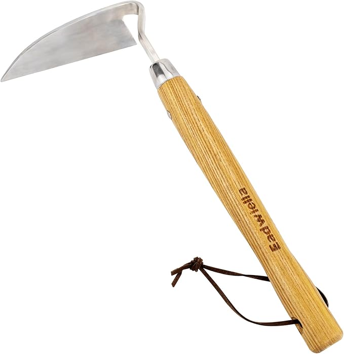 Sickle Hoe Japanese Weeding Sickle Garden Tool Japanese Weeding Tool Small Garden Hand Hoe Weed Scraper for Weeding Cultivating Trenching Japanese Stainless Steel Right Handed Hoe 13 Inch