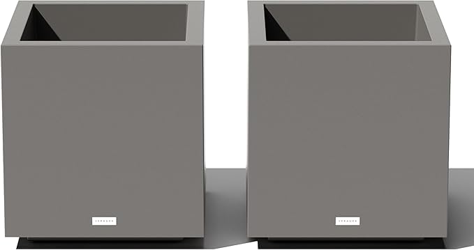 Veradek Block Series Cube Plastic Planter - Large Square Planter for Indoor or Outdoor Patio/Garden | Durable All-Weather Use with Drainage Holes | Modern Décor for Tall Plants, Trees, Flowers