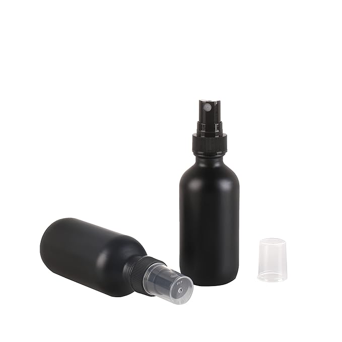 Frosted Black Glass Small Spray Bottle 2 oz 24 Packs,Fine Mist Sprayer Small Clear Bottles,Refillable Containers mini spray bottles for Cleaning Solutions and Skin Care (Frosted Black 24pcs)