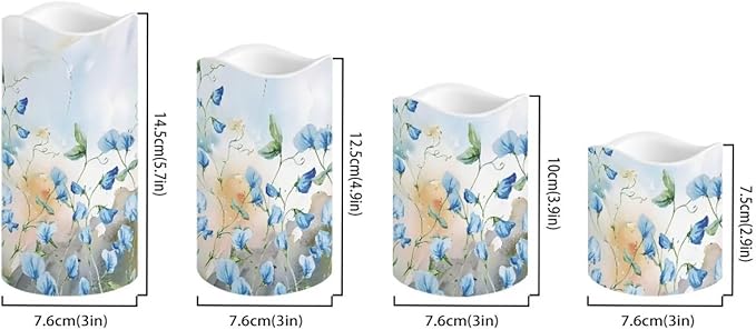 Ystardream Blue Flower Led Flameless Candles Valentine's Day Decorations Electric Christmas Candles for Windows,Unscented,Safe for Families with Pet(s) or Young Child(ren)