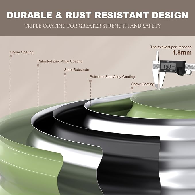 Raised Garden Bed, 6x3x1ft Galvanized Outdoor Planter Beds with Safety Edging and Gloves, Oval Metal Planter Box for Gardening Vegetables Flowers Herb