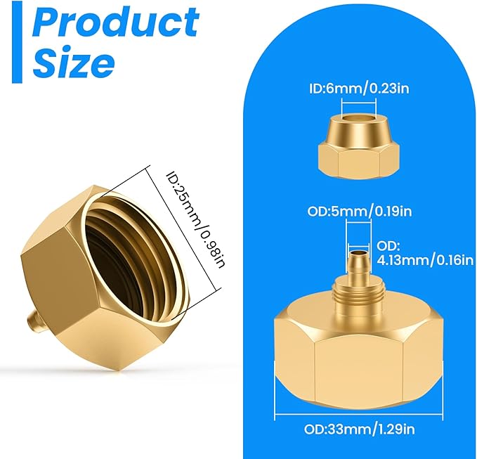 SDTC Tech 2 Pack Garden Hose Adapter, Solid Brass Drip irrigation hose connector, Standard 3/4" GHT Female Thread to 1/4" Tube Adapter for Water Hose, Convert 3/4" Garden Hose to 1/4" Tube