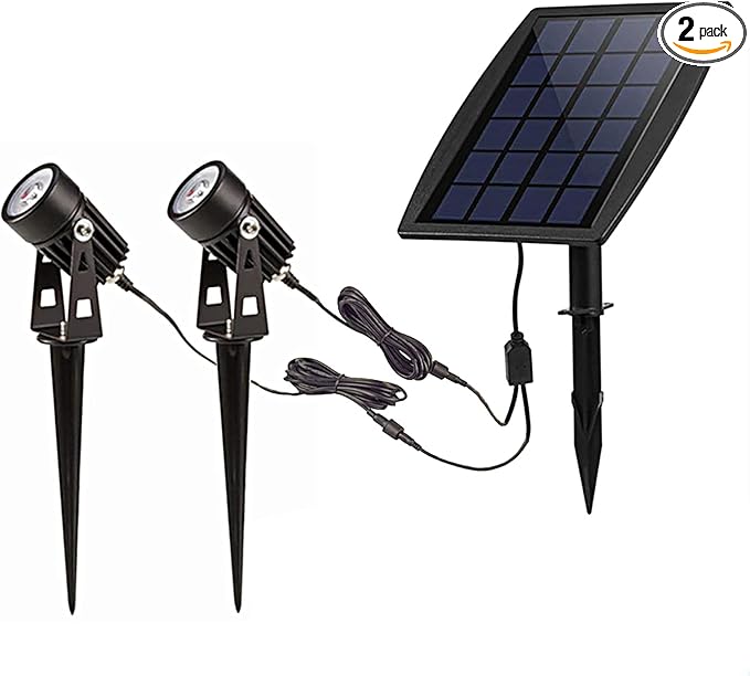 DLLT LED Solar Spot Lights Outdoor Landscape Spotlights, 2-in-1 Solar Powered Wall Lights-Low Voltage Outdoor Landscaping Light for Garden Yard Lawn Pathway Landscape Downlight, Warm White,Auto on/off